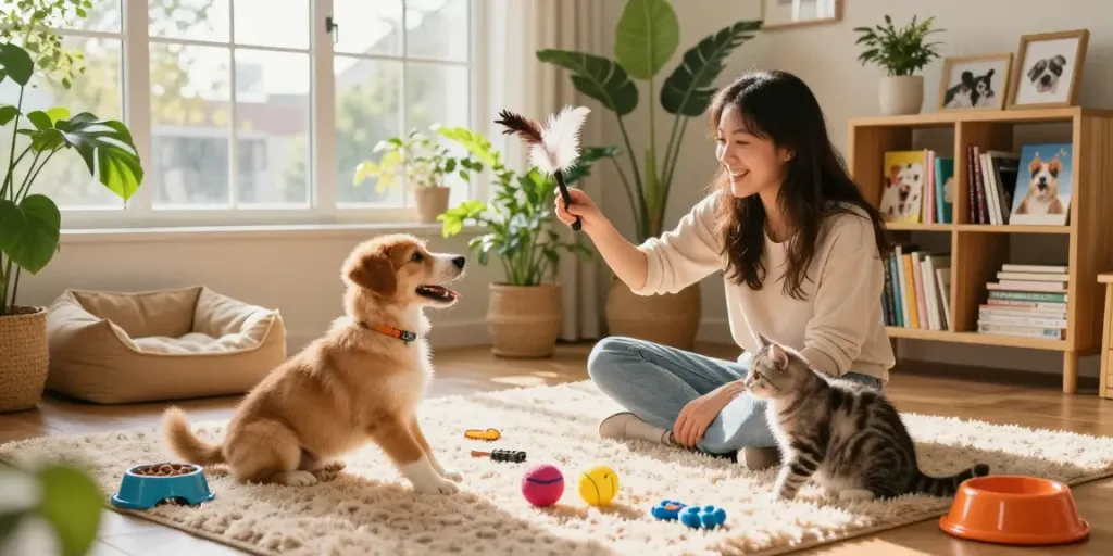 Engaging pet owners sharing joyful moments with their pets, highlighting rokok88 community spirit.