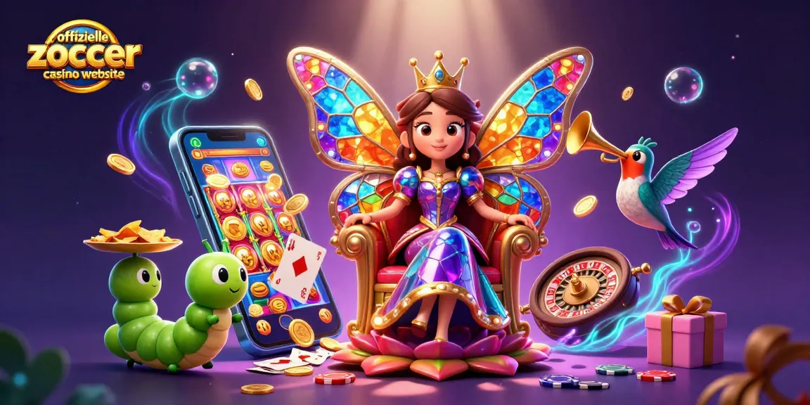 Erleben Sie das aufregende Glücksspielerlebnis auf der offiziellen Zoccer Casino Website mit bunten Spielautomaten und lebhaften Illustrationen.